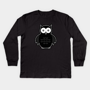 Black & White Owl Kids Long Sleeve T-Shirt